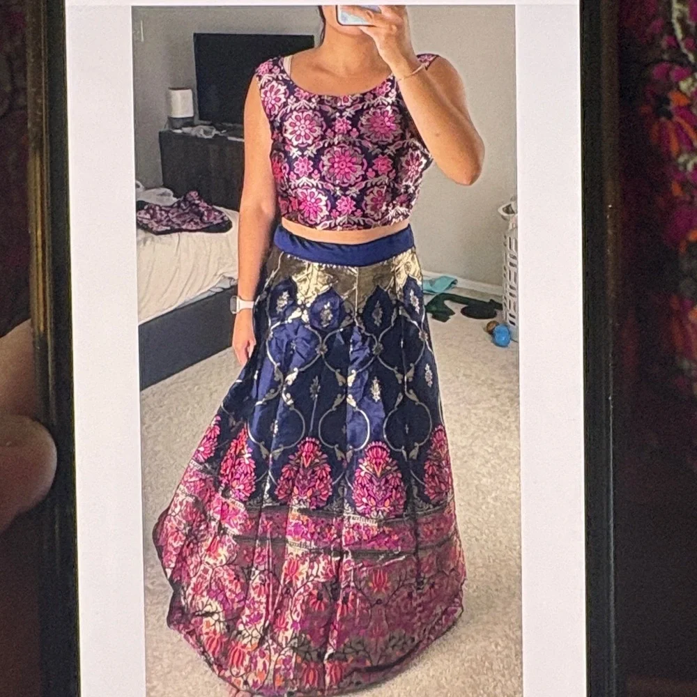 Indian style lehenga choli Vibrant Floral Sleeveless Dress